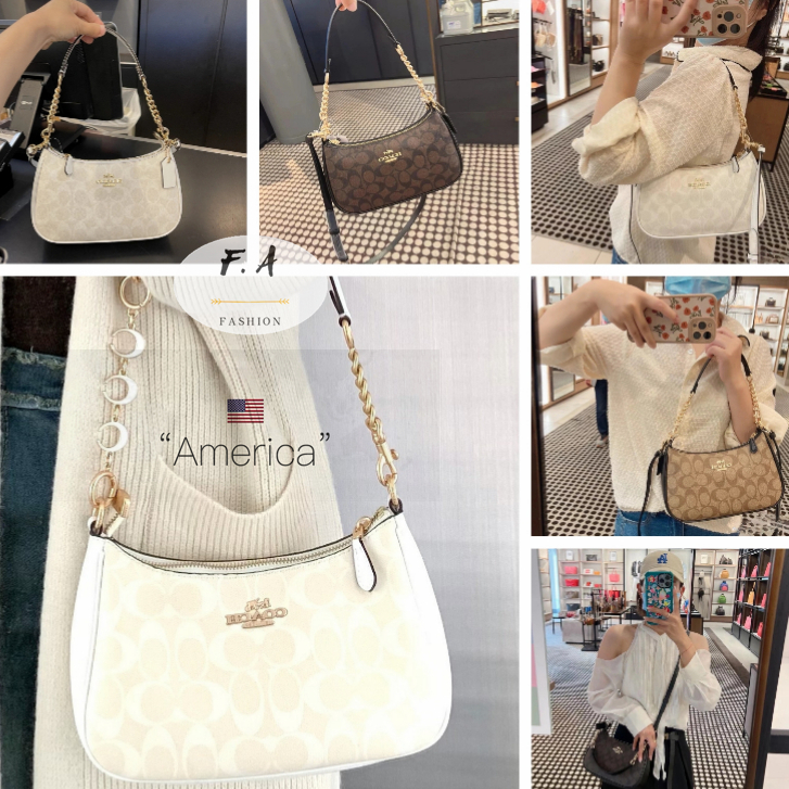 F.A ว่าแท้100% Coach teri กระเป๋าสะพายไหล่หลากสีสำหรับผู้หญิงของแท้ CA548