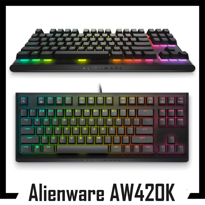 New Alienware Low-Profile RGB Gaming Keyboard AW420K Light, Alienfx Per Key RGB Lighting, Media Cont