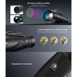กล้องส่องทางไกล K&F 32*50 Continuous High-Definition with mobile phone clip (KF33.083V1)