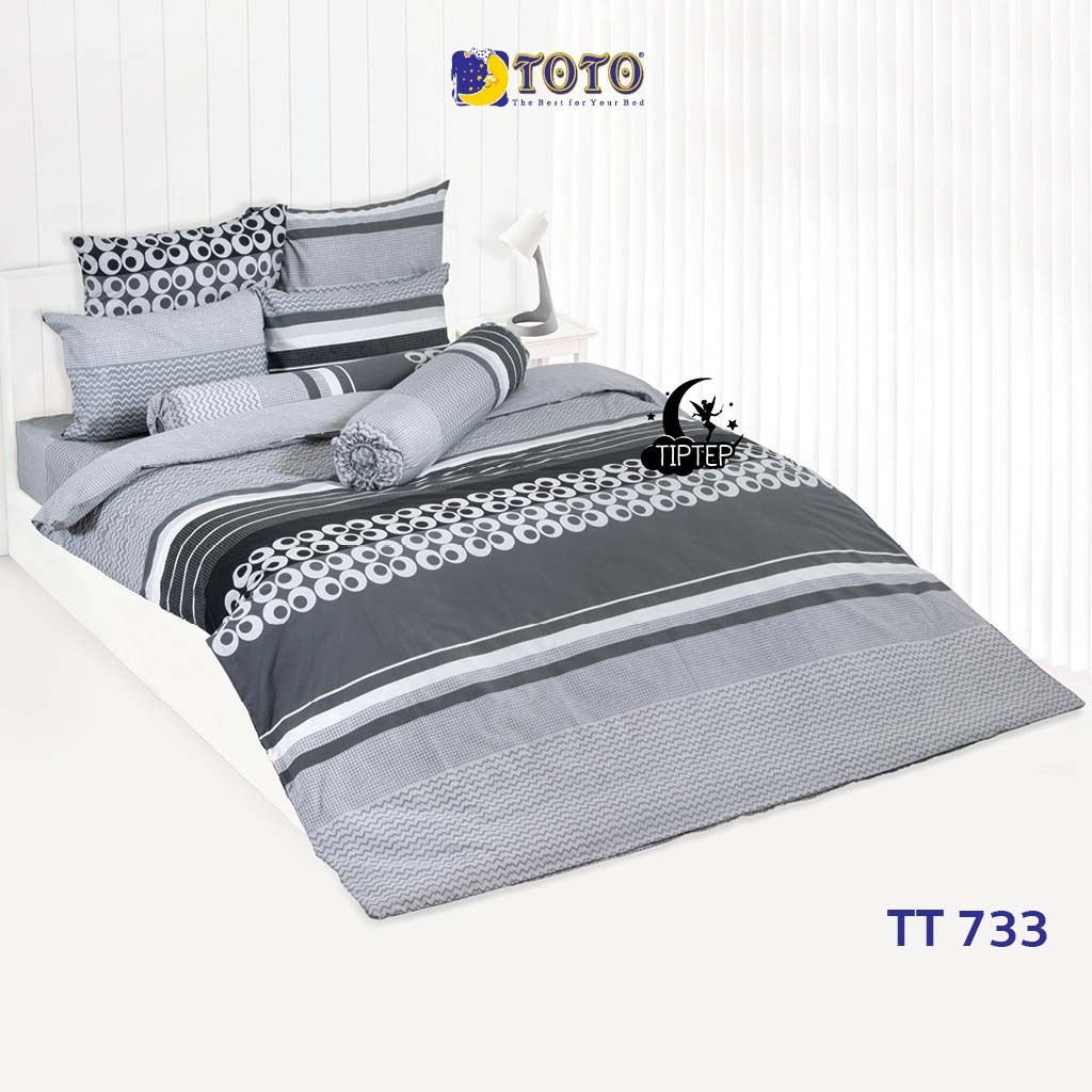 TOTO [ครบชุด] ผ้าปูที่นอนลายทั่วไป (รวมผ้านวม) 3.5/5/6 ฟุต ลาย TT733