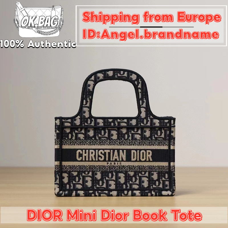 👜ดิออร์ DIOR Mini Dior Book Tote Bag สุภาพสตรี กระเป๋าถือ