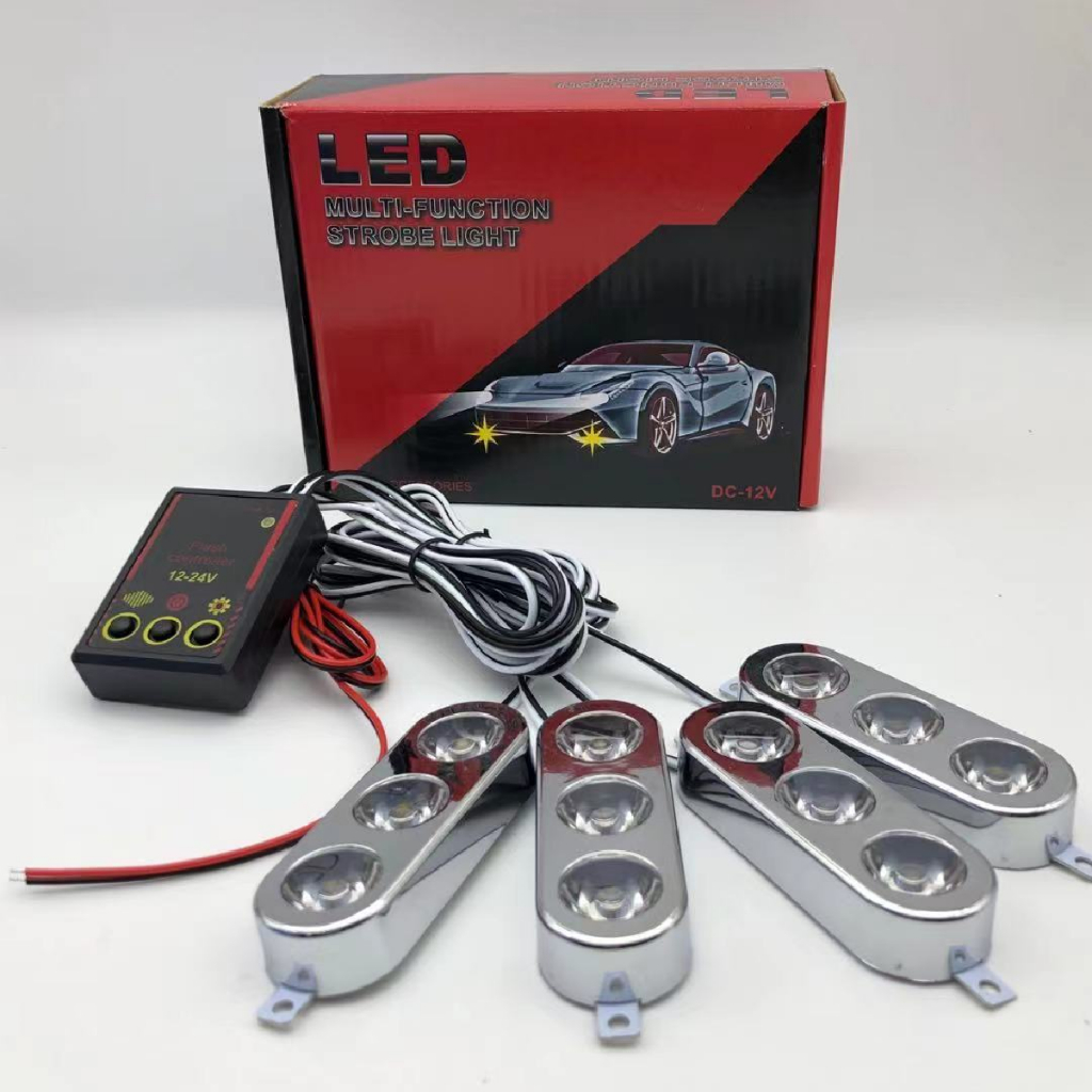ไฟฉุกเฉิน ไฟไซเรน 803 3จุด 1ชุดมี4ช่อ 12V-34V เหมาะสำหรับมอเตอร์ไซค์,รถยนต์,รถสิบล้อ,รถจัมโบ้ใหญ่