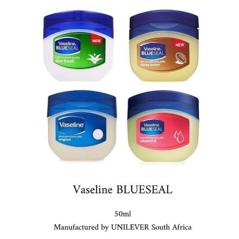 อ่านรายละเอียดสินค้าก่อนสั่ง Vaseline Blueseal Pure Jelly Made from South Africa นำเข้า วาสลีน® 50g.