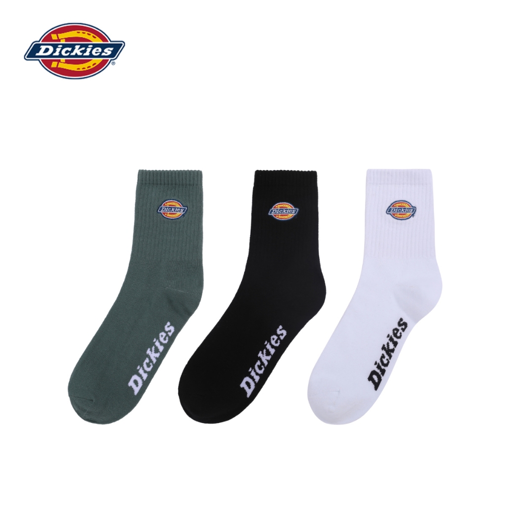 DICKIES UNISEX SOCKS 3 PACK-SAGE LEAF/WHITE/BLACK ถุงเท้าชาย หญิง