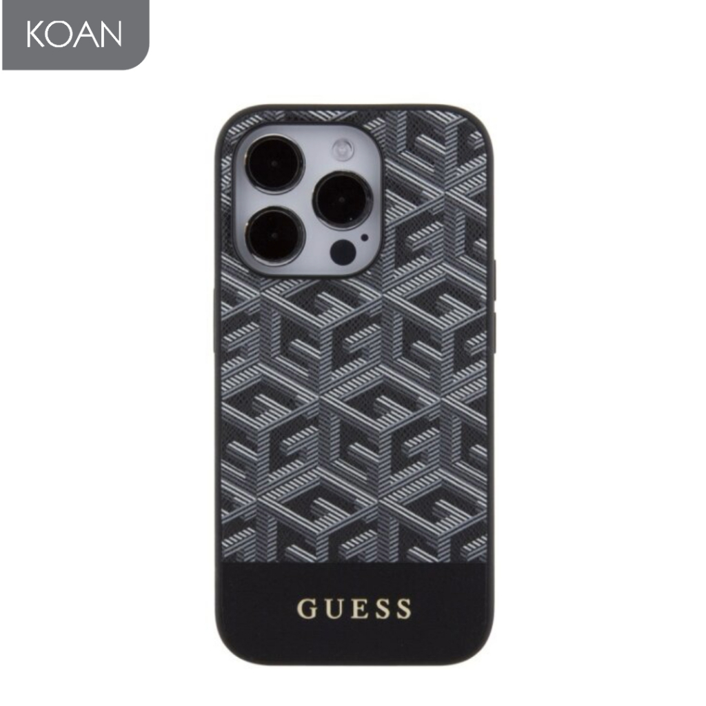 เคสมือถือ GUESS G Cube PU Leather Metal Logo Mag for iP 15 Pro / 15 Pro Max