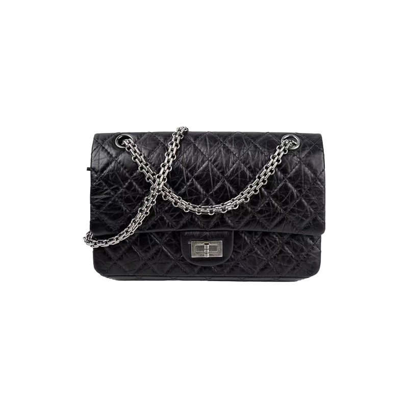 Chanel/2.55/หัวเข็มขัดเงิน/กระเป๋าโซ่/กระเป๋าสะพาย/ของแท้ 100%