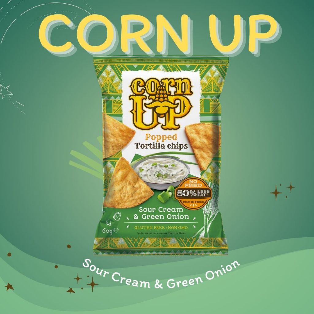 ข้าวโพดแผ่นอบกรอบ รส ซาวครีมและต้นหอม Corn Up Poped Torilla Chips Sour  Cram& Green Onion 60 g