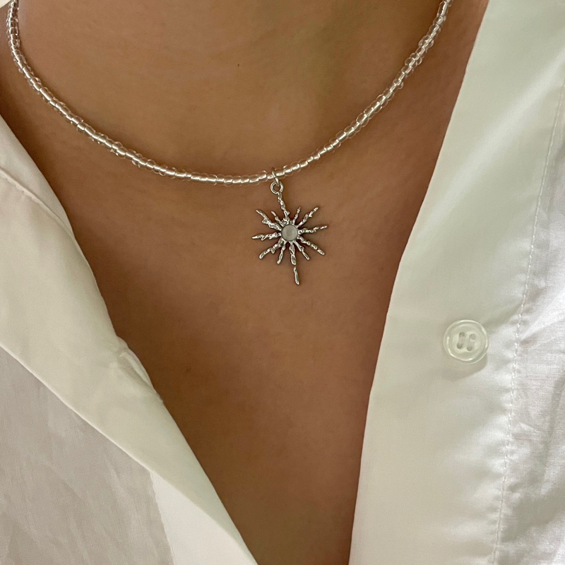 Piing me Necklace | สร้อยคอลูกปัดสีเงินพร้อมจี้