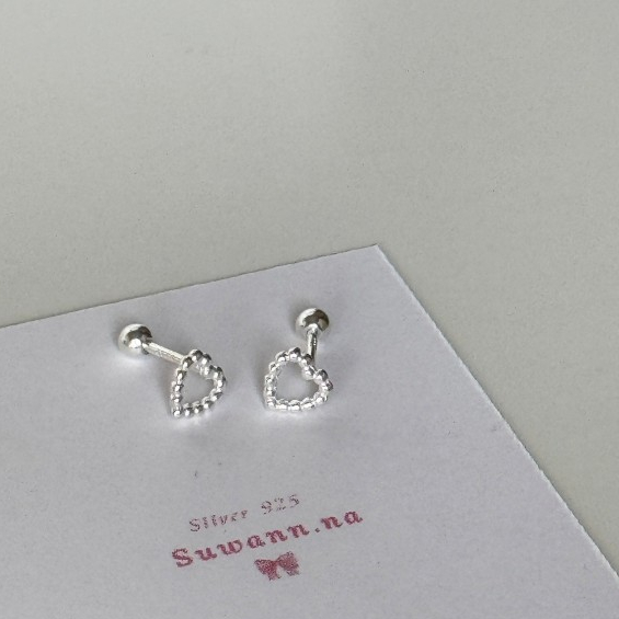 Suwann.na ต่างหู ต่างหูเงินแท้ จิว จิวเงินแท้ จิวหัวใจจุด