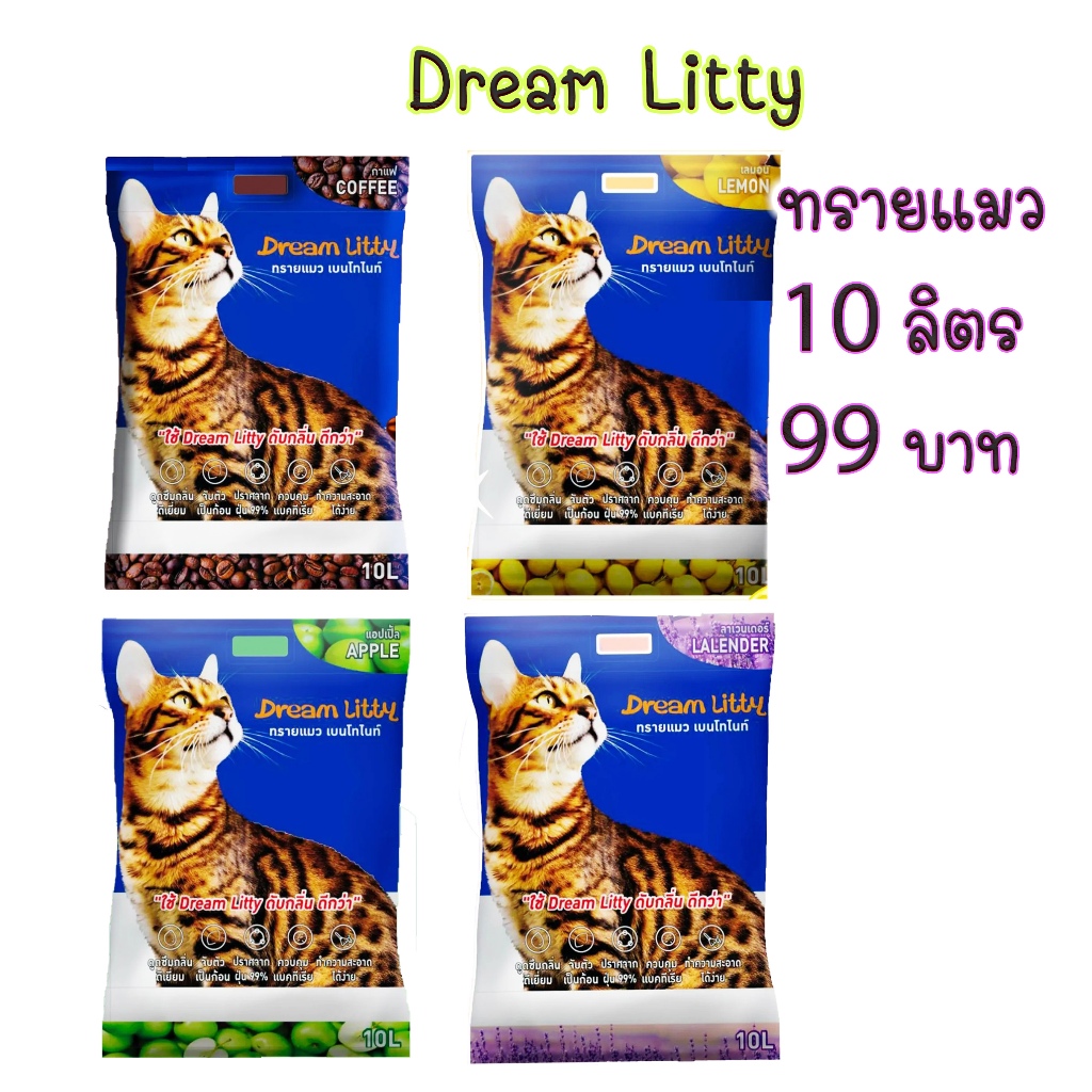 🔥ถูกที่สุด🔥 ทรายแมว 10L. Dream Litty ทรายอนามัยแมว ทรายเบนโทไนต์ เม็ดเก็บกลิ่นเยอะ หอม ดับกลิ่นดี ขน