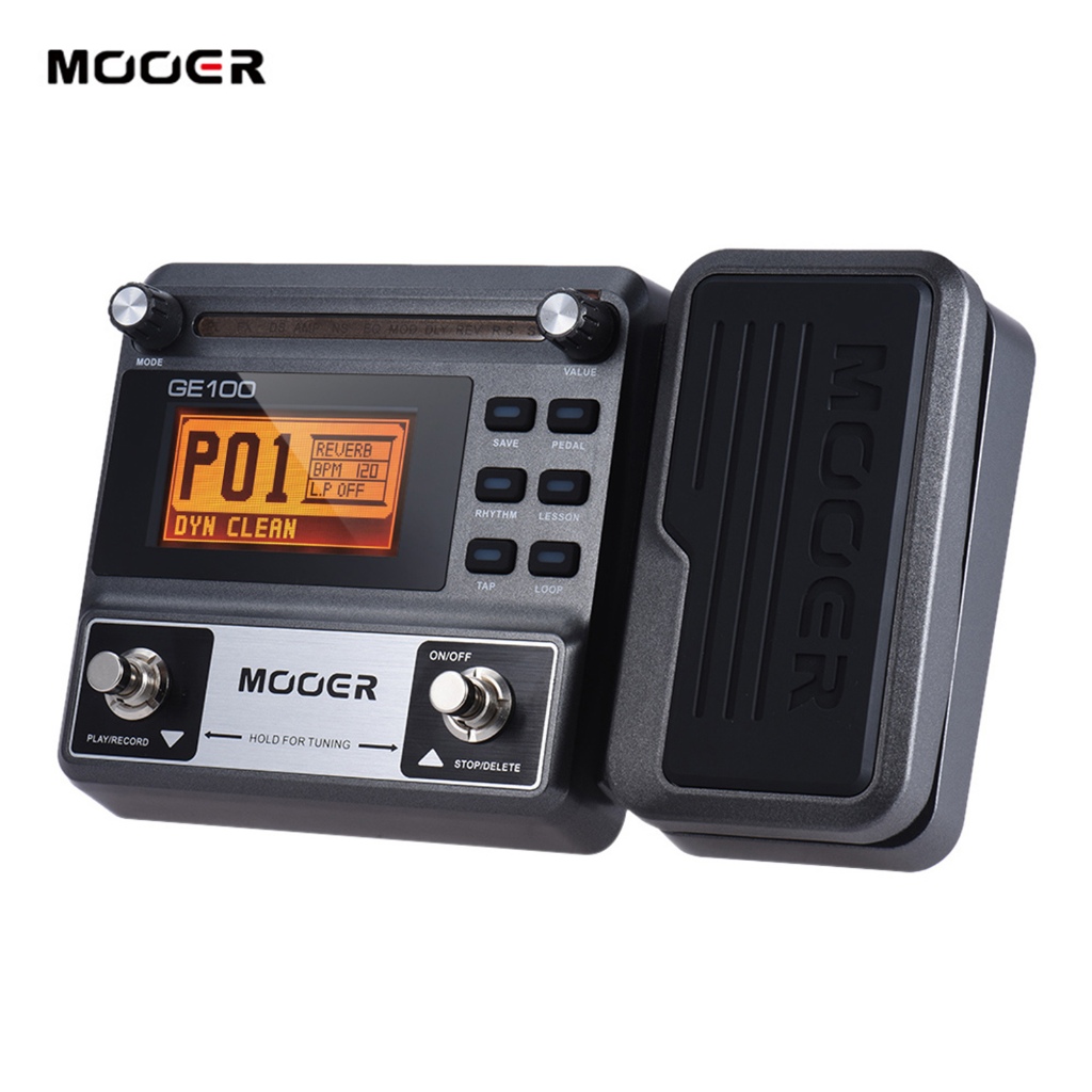 MOOER GE100 Guitar Multi-effects Processor Effect Pedal with Loop Recording(180 Seconds) Tuning Tap Tempo Rhythm Setting