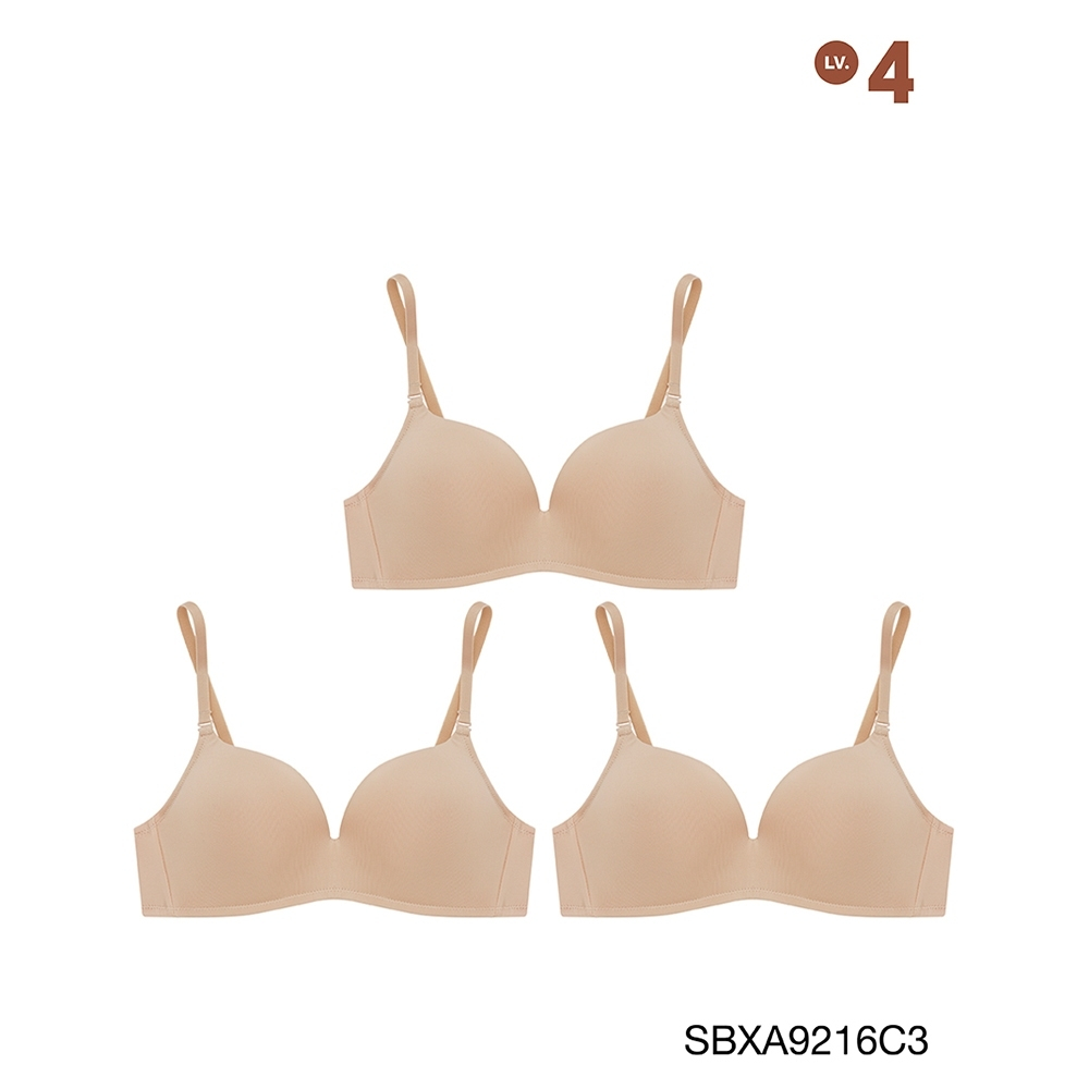 Sabina ซาบีน่า เสื้อชั้นใน (Set 3 ชิ้น) Invisible Wire (ไม่มีโครง) รุ่น Doomm Doomm รหัส SBXA9216C3 สีเนื้อเข้ม