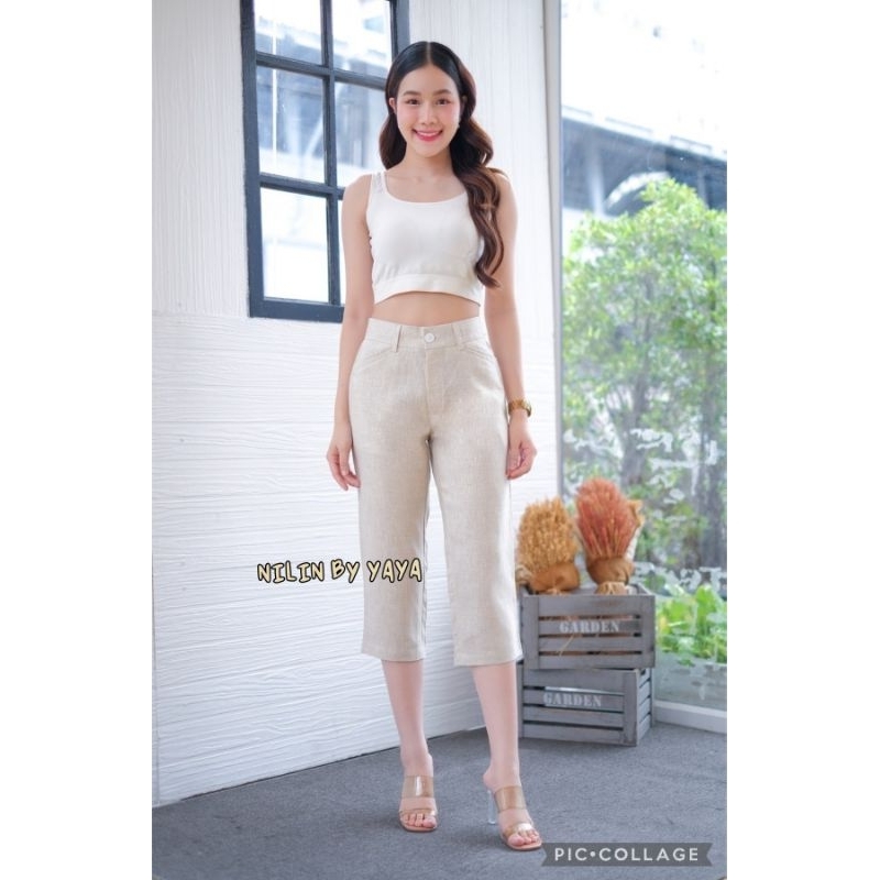 กางเกงลินินแท้100% รุ่น 5 ส่วน ทรงขากระบอกเล็ก ทรงสวย ตัดเย็บปราณีต งานเนี้ยบ งานไซส์ มีไซส์ L XL XXL 3XL 4XL 5XL