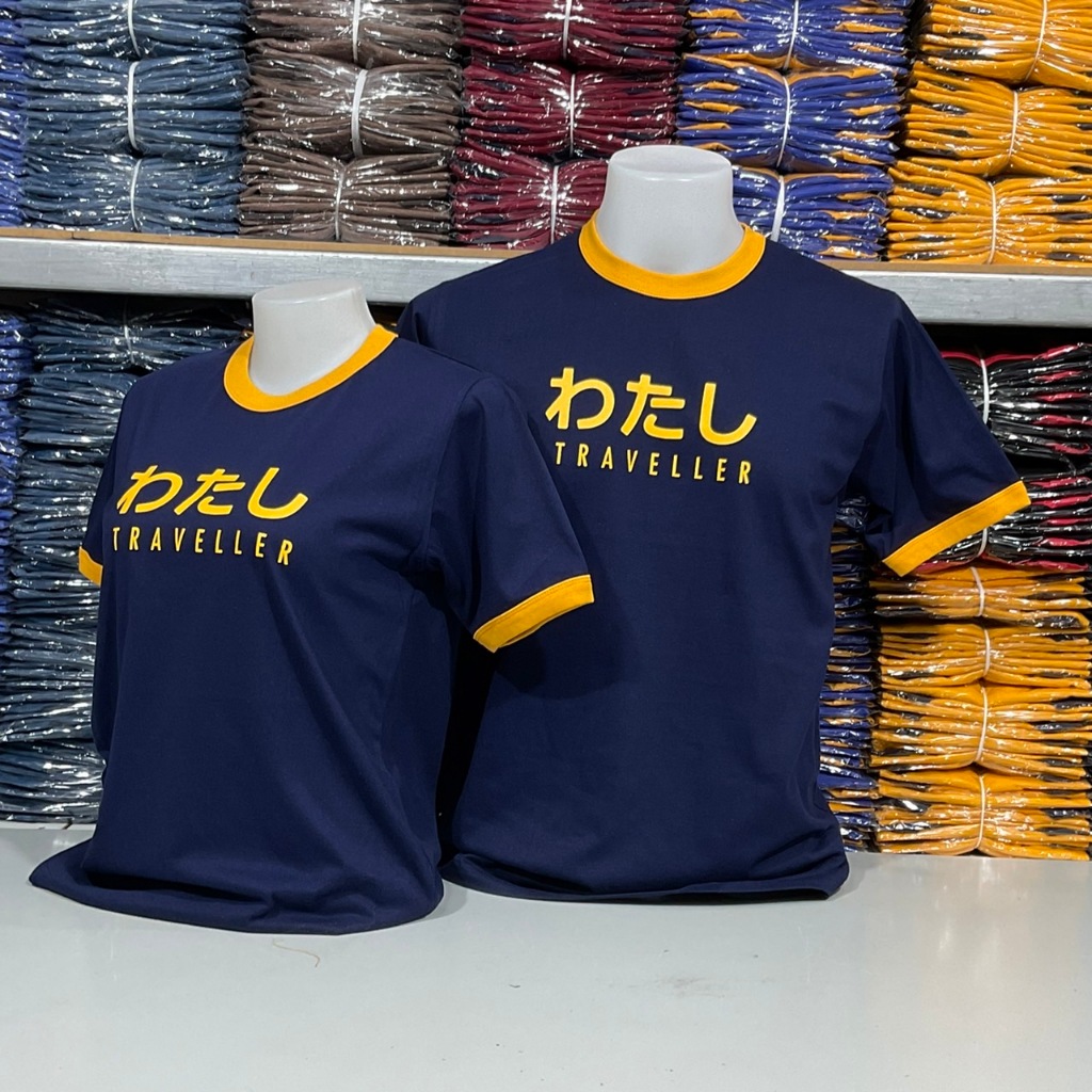 เสื้อคอกลมกุ๊นคอกุ๊นแขนมีลายสกรีนข้างหน้า