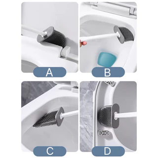[4 ชิ้น] แปรงขัดส้วม พร้อมถังเก็บ สามารถติดตั้งบนผนังได้