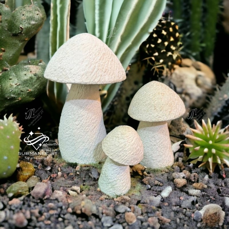เห็ดแต่งสวน เห็ดจัดสวน (วัสดุ ปูนปั้น) Set 3 ชิ้น - รูปที่ 2