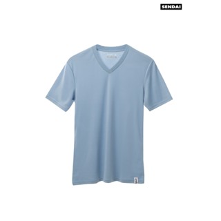 SENDAI เสื้อยืด เสื้อคอวี สีฟ้า