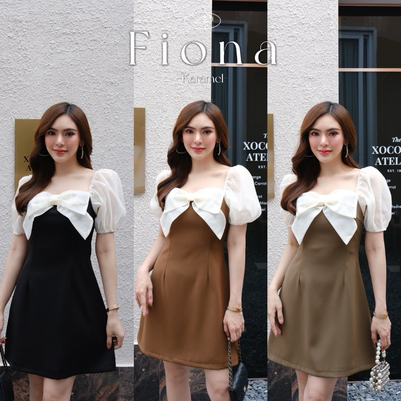 Wendystore182(Fiona dress)เดรสแขนตุ๊กตา แขนพองสวยผ้านิ่ม