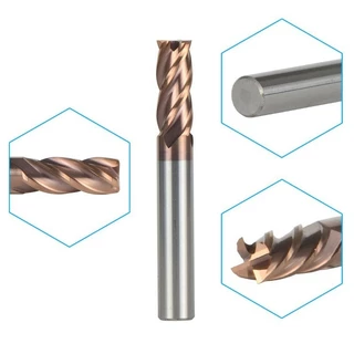 เอ็นมิลคาร์ไบด์ 55HRC 4ฟัน สีทอง Endmill Carbide 4F (8-12mm) กัดเหล็ก สแตนเลส เหล็กเหนียว งานไต้หวัน