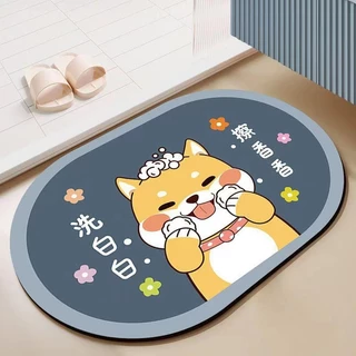 YH พรม พรมเช็ดเท้า หน้าห้องน้ำ มินิมอล ขนาด 40 × 60 ซม.หนา 3 mm กันลื่น ซับน้ำได้ดี แห้งเร็ว พร้อมส่ง