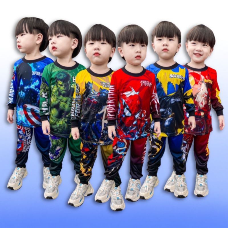 ชุดเด็กชายแขนยาวจั๊ม ขายาวจั๊ม เซ็ตฮีโร่เท่ห์ไม่ซ้ำ ผ้าไมโครนุ่มลื่น