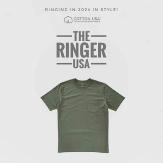 THE EARTH TONE เสื้อยืดมีกระเป๋ารุ่น RINGER USA 🇺🇸 ได้รับ LICENSE C ลิขสิทธิ์ฝ้าย​ 100% จาก USA