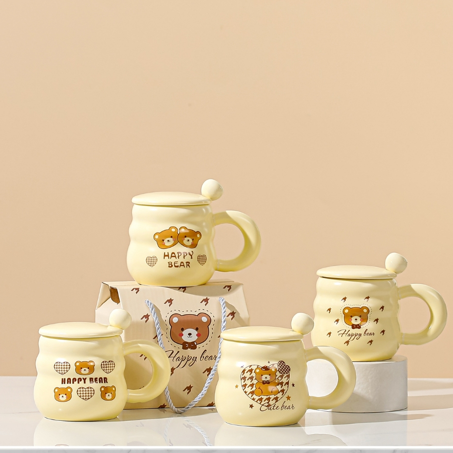 แก้วกาแฟ เซตหมีกล่องของขวัญเหลือง ของขวัญ ของชำร่วย ชาวออฟฟิศ สวย น่ารัก ราคาถูก