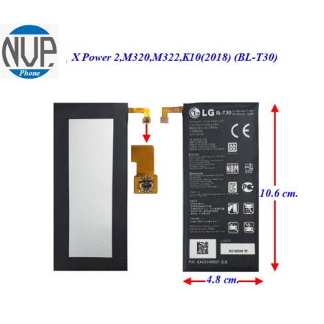 แบตเตอรี่ LG X Power 2,M320,M322,K10(2018),L64VL (BL-T30) 4.8x10.6 cm. 4500 mAh.
