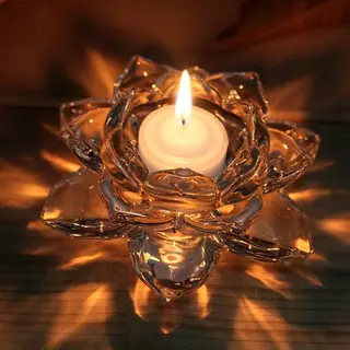 ที่วางเทียน ฐานดอกบัวคริสตัล ฐานรูปดาว6แฉก ขนาด 8 กับ 10cm. No.3502MKK 3503
