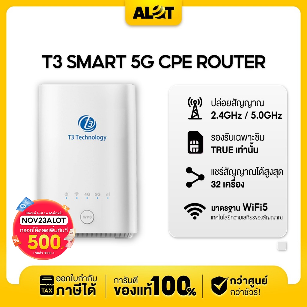 เราเตอร์ WiFi ใส่ซิม 5G Router T3 5G CPE ใส่ได้เฉพาะซิมทรู Home WiFi เราเตอร์ใส่ซิม 5G ใช้งานง่าย ne