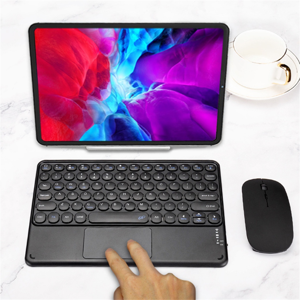 คีย์บอร์ดทัชแพด แท็บเล็ตไอเเพด ipad Detachable bluetooth keyboard แป้นพิมพ์ภาษาไทย ไร้เสียงคลิก เม้าไร้สายwireless Mouse