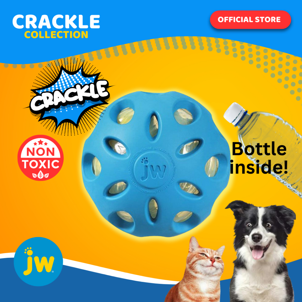JW: Crackle Heads Crackle Ball Dog Toy บอลยางทนทาน กลิ่นวานิลา สอดไส้วัสดุขวดน้ำ กัดแล้วเสียงดังสะใจ