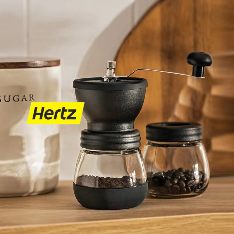 Hertz Cafe เครื่องบดกาแฟมือหมุน เฟืองสแตนเลส พร้อมโหล แบบมือหมุน ปรับความละเอียดได้ ที่บดกาแฟ Coffee Grinder
