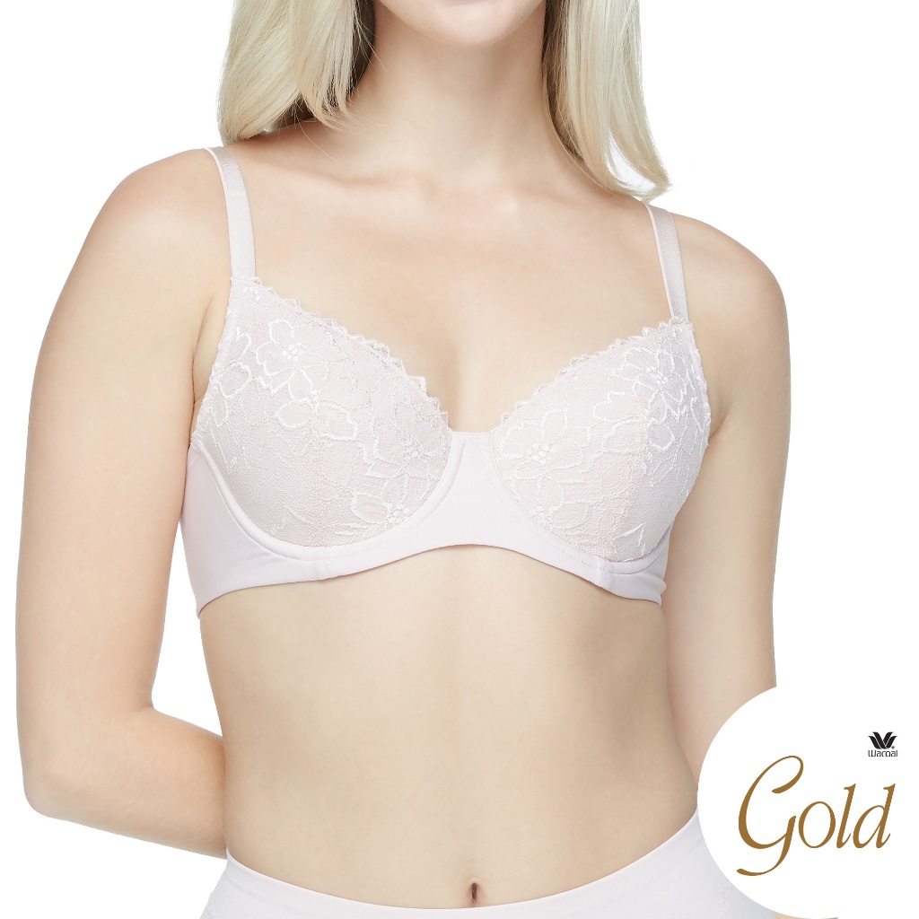 Wacoal Gold บราเพื่อสุขภาพเสริมโครงอ่อน ไม่เสริมฟองน้ำ รุ่น WO1725 สีชมพู (WR)