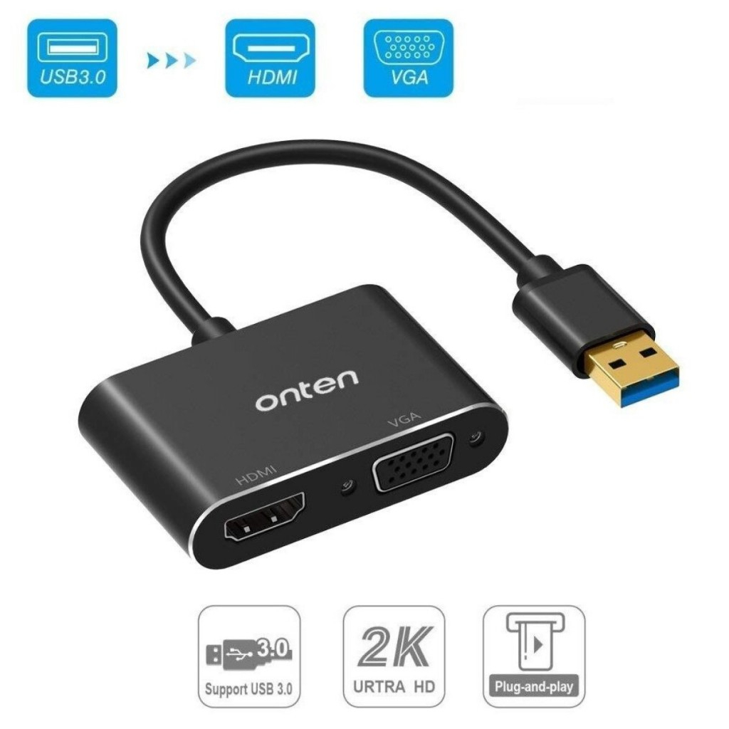 Onten Otn-5201B - Usb 3.0 To Hdmi And Vga Display Adapter Converter USB 3.0 TO HDMI/VGA ONTEN