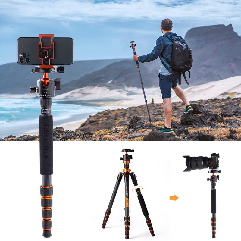 ขาตั้งกล้อง K&F D255C4+BH-28L Carbon fiber with Quick Release Plate kits (KF09.093V2)