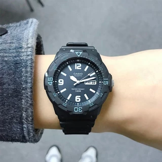 Casio Standard นาฬิกาข้อมือผู้ชาย สีดำ สายเรซิน รุ่น MRW-200H MRW-200H-1B MRW-200H-1B2 MRW-200H-2B