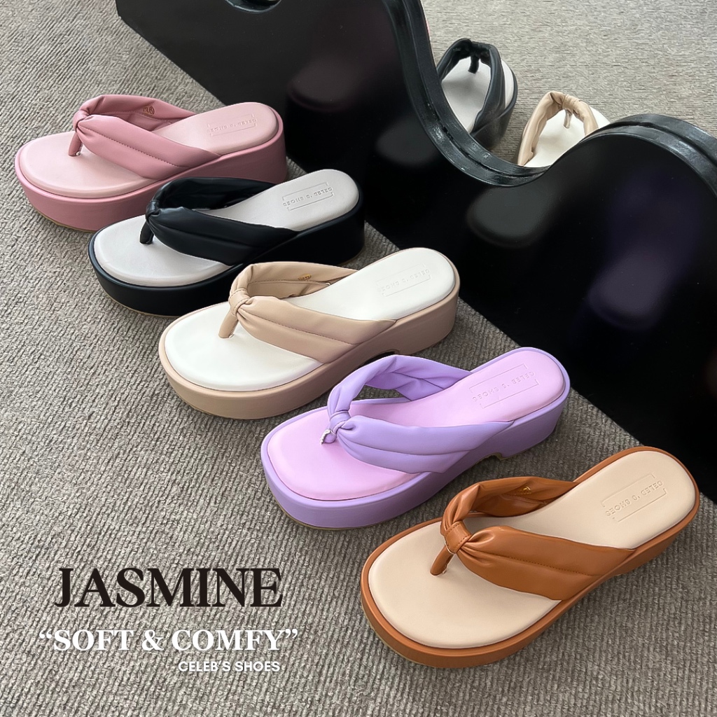 JASMINE : รองเท้าส้นตึกหูหนีบ บุฟองน้ำแน่นการันตีความนิ่ม!! (Size 34-45)