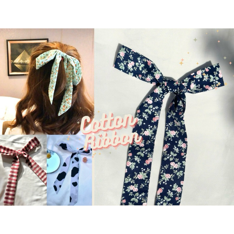 New พร้อมส่ง โบว์ผูกผม cotton ribbon