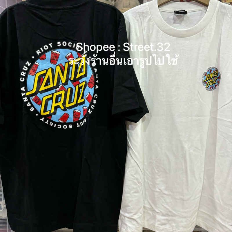 Street.32 เสื้อยืดแขนสั้น สกรีนลาย Santa ครูส ถ้วย งานไทย ผ้าไม่มีตะเข็บข้าง