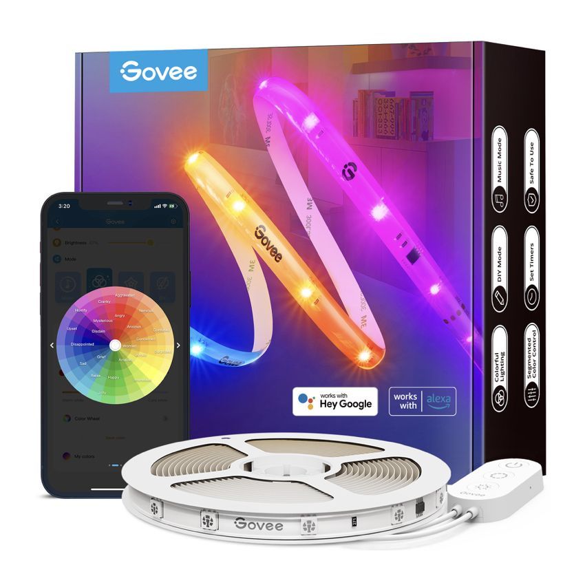 ไฟตกแต่ง Govee RGBIC Wi-Fi + Bluetooth LED Strip Lights With Protective Coating 5 Meter /10 Meter
