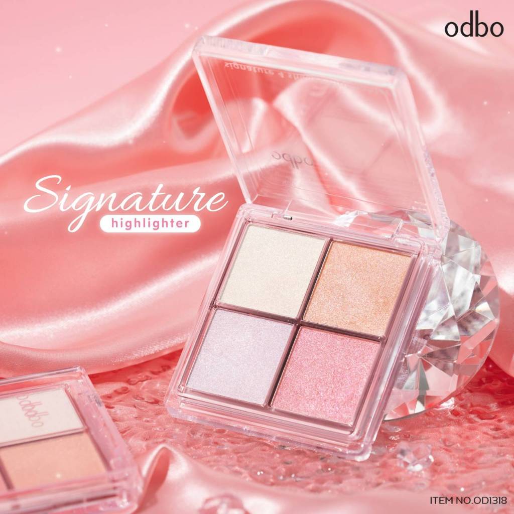 OD1318 ODBO SINATURE 4 SHADES HIGHTLIGHTER โอดีบีโอ ซีกเนเจอร์ โฟร์ เฉดส์ ไฮไลท์เตอร์