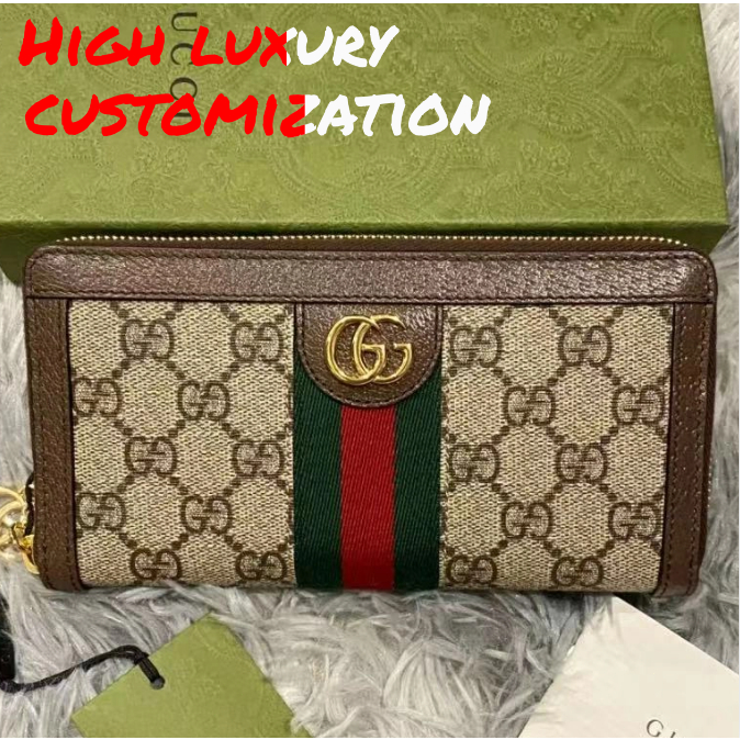 Gucci Neo Vintage GG Supreme Series กุชชี่ กระเป๋าสตางค์ซิปยาว สไตล์เดียวกันสำหรับผู้ชายและผู้หญิง