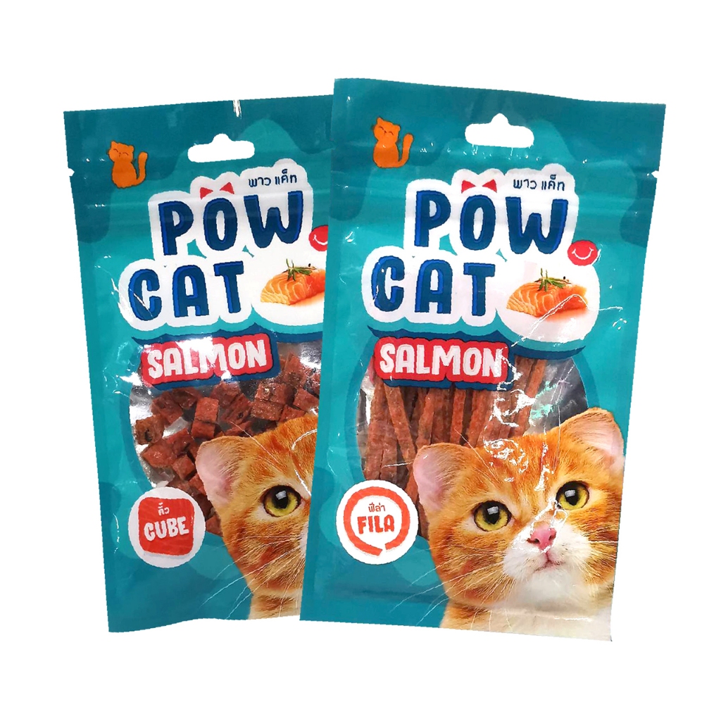 #ขนมแมว ขนมว่างสำหรับแมว pow cat salmon ผลิตจากปลาแซลมอนแท้ 100% ขนาด 30 กรัม