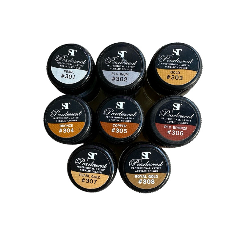 ST สีอะคริลิกมุก 15 มล. Pearlescent Acrylic 15 ml. มีให้เลือก 8 สี (ขวด)