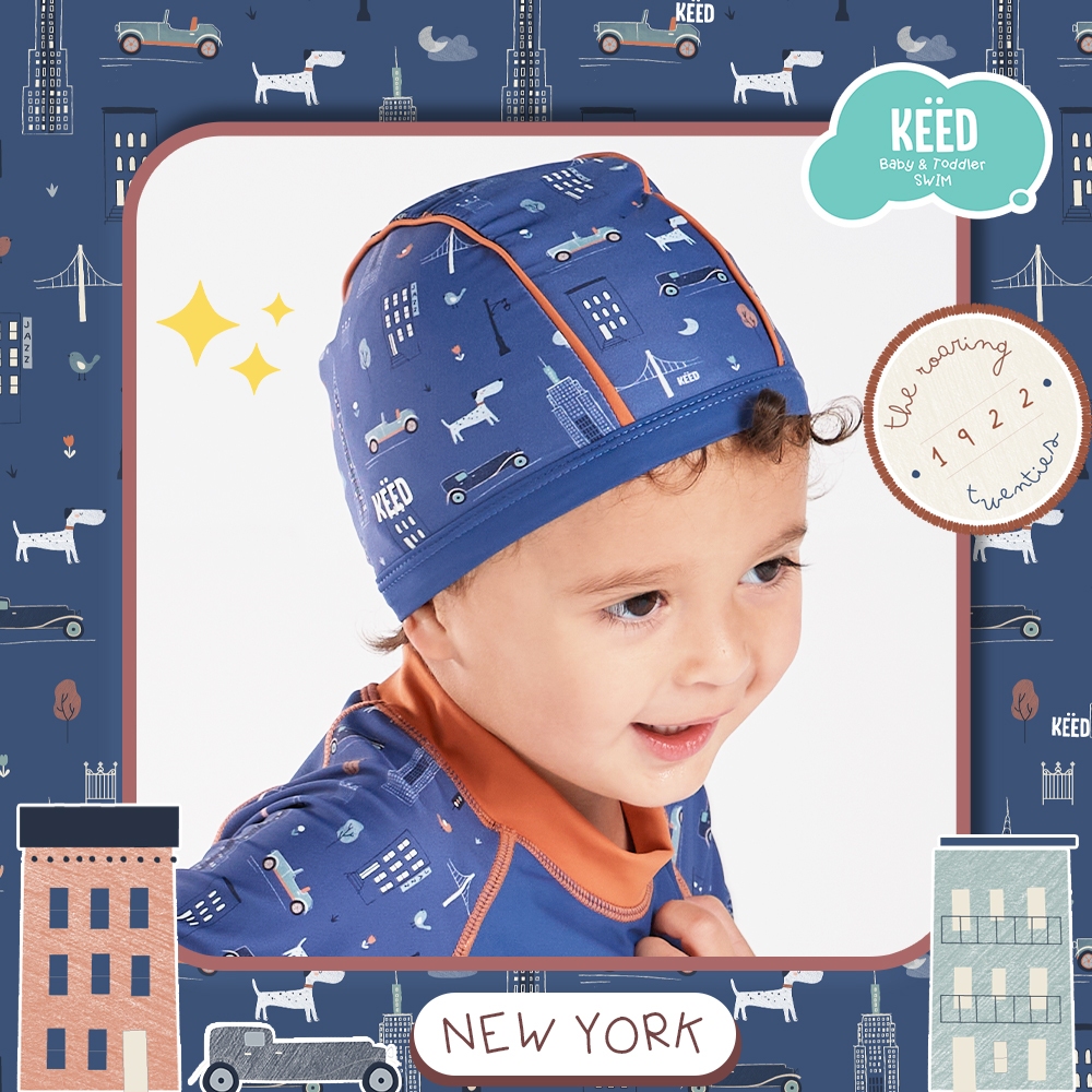 KEED : หมวกผ้าว่ายน้ำเด็ก >> NEW YORK << *102NY*