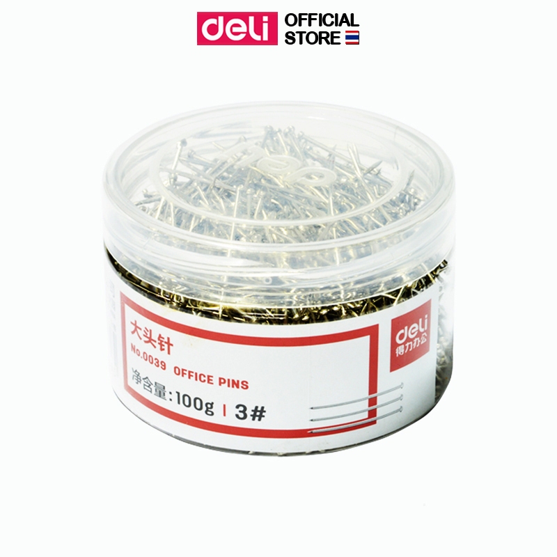 เข็มหมุดปักกระทง Deli เข็มหมุด ตะปูเข็ม (บรรจุ 100 กรัม) เข็มยาว 27mm. เข็มปักอเนกประสงค์ ทำงานศิลปะ อุปกรณ์การเรียน
