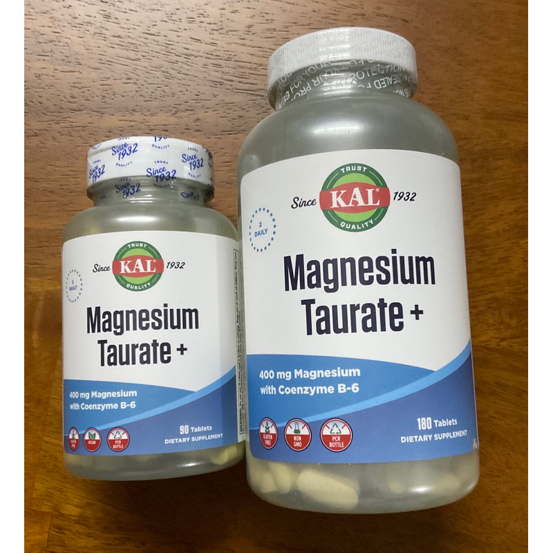 พร้อมส่ง exp7/27 KAL, Magnesium Taurate+, 400 mg with Coenzyme B-6, 90หรือ 180เม็ด