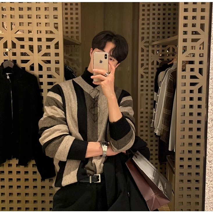 🤎🤍 WOODLEN V NECK SWEATER  สเวตเตอร์คอวีคุณผู้ชาย ลุคสไตล์เกาหลี