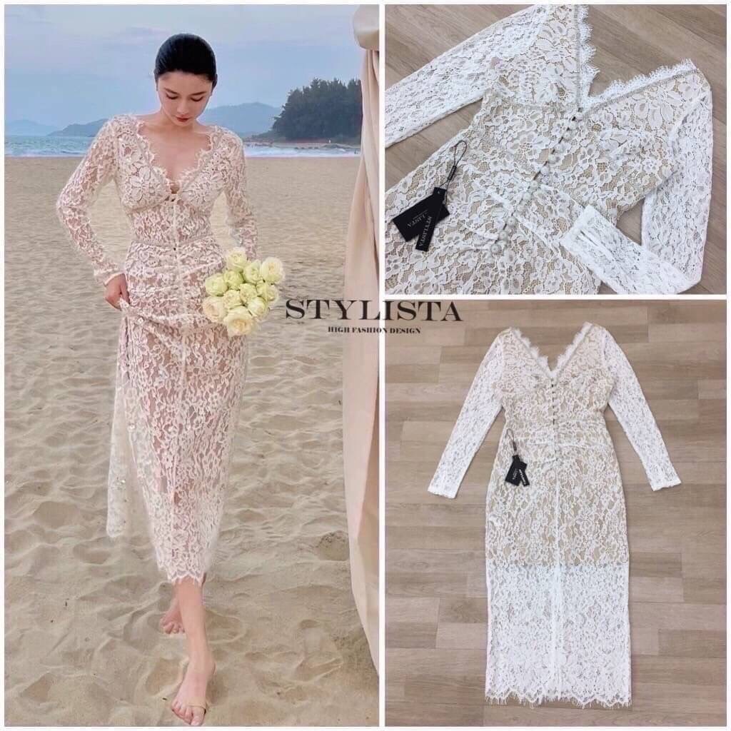 STYLISTA เดรสเขนยาวผ้าลูกไม้ทั้งตัว ใส่สวยเรียบหรูมาก ดูดีเหมือนเซเลปเลยค่ะ สวยเปะเวอร์